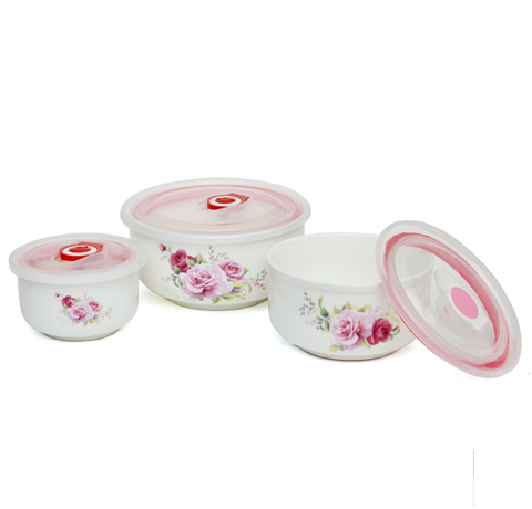BỘ THỐ SỨ 3 MÓN HOA VĂN CÓ NẮP